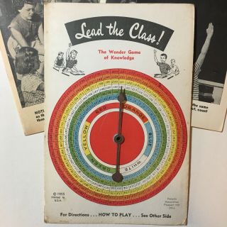 Vtg 1955/56 Lead The Class Educational Children’s Spinner Question & Answer Game
