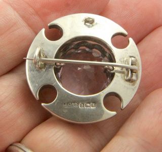 Vintage Art Deco HM1929 sterling silver Scottish agate amethyst brooch pin 3