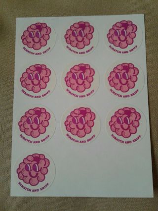 Scratch And Sniff Stickers Vintage Raspberry Almost Full Sheet