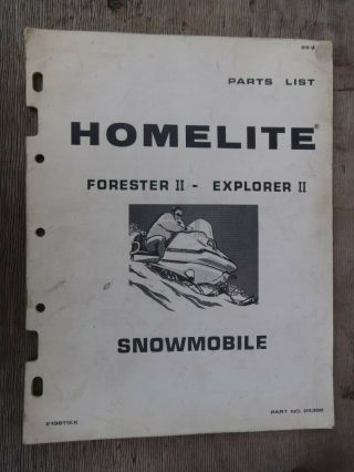 Rare Vintage Homelite Snowmobile Forester Ii,  Explorer Ii Factory Parts List