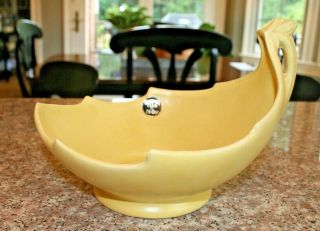 Vintage Mccoy Pottery 10 " Yellow Garden Club Centerpiece Bowl 601 With Label