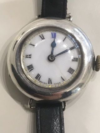 Vintage Antique 1917 WW1 Trench Military Style Watch Silver 925 Fully 3
