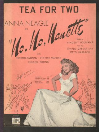 No No Nanette 1940 Tea For Two Anna Neagle Movie Vintage Sheet Music Q13
