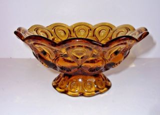 Vintage Le Smith Moon And Stars Amber Glass Candy Dish