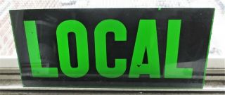 Vintage York City Subway Train Car Front Glass Sign Local Green