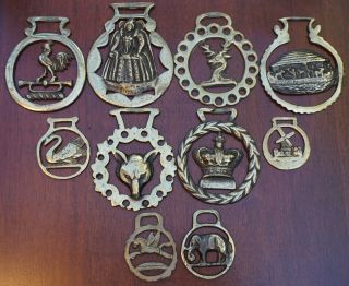 1 10 Solid Brass Vintage Bridle Harness Medallion Horse Brasses Variety