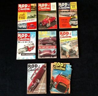 Vintage 1954 1955 1956 1958 Rod & Custom Magazines 8 Issues Hot Rod Olds Ford V8
