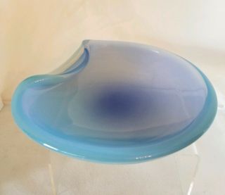 Vintage Murano Art Glass Blue Opalescent Bowl - Flipped Up Side - Thick And Heav