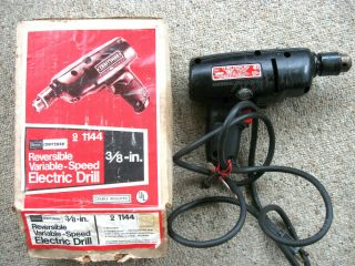 Vintage Craftsman 3/8 " Reversible Variable Speed Electric Drill No 9 1144 2.  2 A