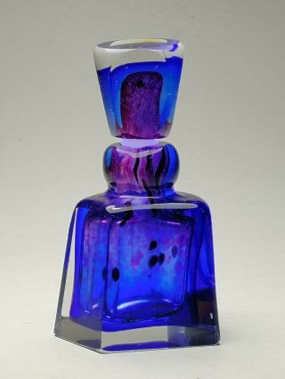 Vintage Murano Art Glass Sommerso Geode Perfume Scent Bottle