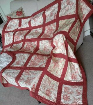 Hand Made Patchwork Quilt Vintage French Theme Red And White Double Size