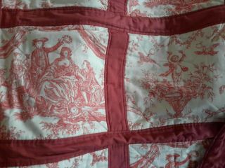 Hand Made Patchwork Quilt Vintage French Theme Red And White double size 4