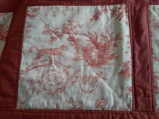 Hand Made Patchwork Quilt Vintage French Theme Red And White double size 5