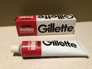 Vintage Gillette Brushless Shave Cream In Advertising Box Rare