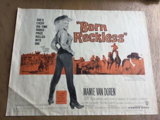 1959 22x28 Half Sheet Lobby Vtg Movie Film Poster Sexy Born Reckless