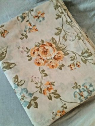 Vintage Pequot Full Size Flat Sheet Small Coral Rose Floral 82x96