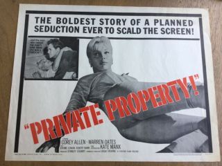 1960 22x28 Half Sheet Theater Lobby Vtg Movie Poster Kate Minx Private Property