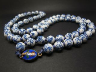 Deco Vintage Chinese Hand Painted Butterfly Ceramic Beads Export Clasp Necklace