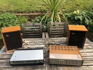 Vintage Philips 590 Amplifier With Speakers And 640 Radio