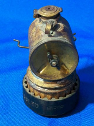 Just Rite Air Cooled Ring Brass Miner ' s Light Carbide Lamp Lantern VTG Antique 3