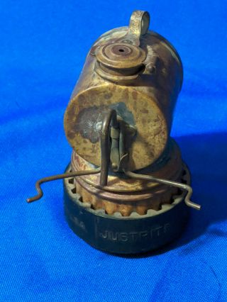 Just Rite Air Cooled Ring Brass Miner ' s Light Carbide Lamp Lantern VTG Antique 5