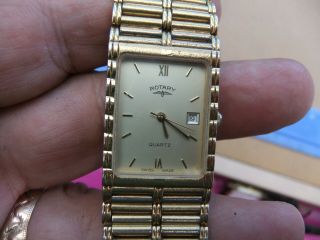 Vintage Rotary Gold Tone/plated Mans Quartz Watch And Strap 3138