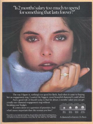 A Diamond Is Forever.  De Beers - 1983 Vintage Print Ad
