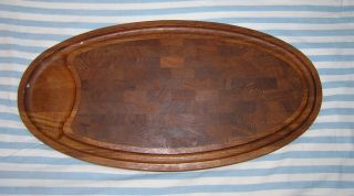 Vintage Dansk Denmark Teak Wood Large Oval Cutting Board Carving Platter
