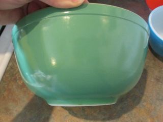 Vtg Pyrex 1945 - 1949 Primary Colors Nesting Mixing Bowls Set 404,  403,  402,  401 8