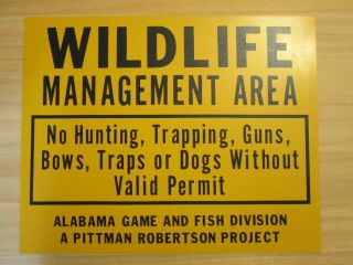 Vintage Wildlife Sign - Alabama Wildlife Management Area Sign