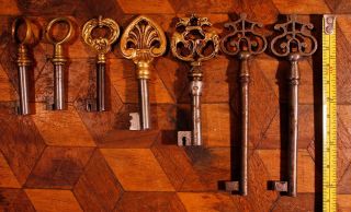 7 ORNATE Antique Vintage French Rustic Chateau Buffet Wardrobe Cabinet Door Keys 2