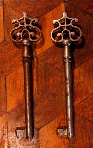 7 ORNATE Antique Vintage French Rustic Chateau Buffet Wardrobe Cabinet Door Keys 6