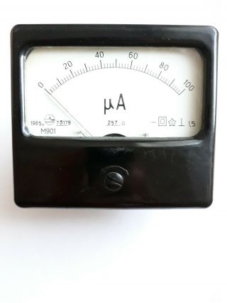 Analog Panel Micro Amper Meter 0 - 100 Ua Ussr M901 Vintage