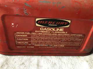 Vintage 5 Gallon Gas Tank Mercury Outboard Quick Silver Fuel Can Rare