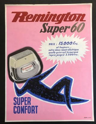 Remington 60 Shaver Mid Century Modern Vintage Poster Circa 1950’s