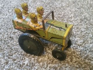 Vintage 5 1/2 " Marx Toys Tin Litho " Jumpin Jeep " Wind Up Toy " 22c "