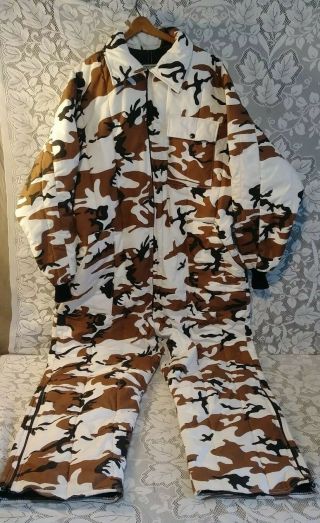 Vintage Saftbak Snow Camouflage Snowsuit Suit Hunting Overalls Camo Gear Sz Xl