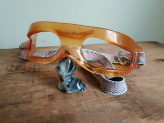 Vintage Leach Tennis Goggles Racquetball Orange Plastic Strap No Lenses Japan