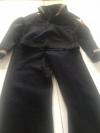 Vintage Wwii Us Navy Sailor Wool Uniform Jumper & 13 Button Pants Petty Officer