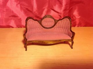 Vintage Victorian Concord Miniatures Pink Sofa Couch