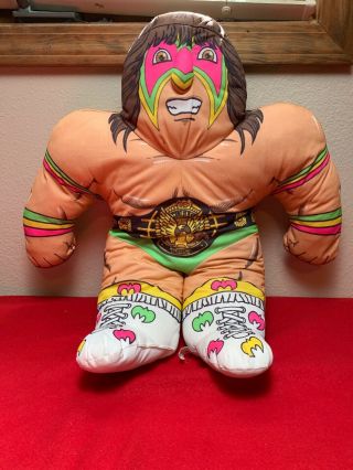 Vintage Ultimate Warrior Wrestling Buddies Plush Pillow 1990 Wwf Wwe Tonka