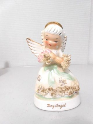 Vintage Napco May Birthday Angel Figurine With Flowers