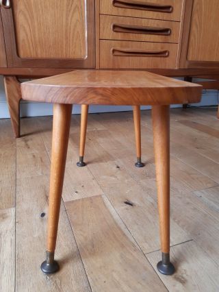 Vintage Mid Century Modern Wooden Plant Stand Side Lamp Table Dansette Legs 6