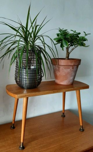 Vintage Mid Century Modern Wooden Plant Stand Side Lamp Table Dansette Legs 7