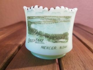 Vintage Custard Glass Match Holder Traveler’s Souvenir Mercer N.  Dakota