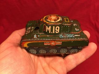 Vintage M - 19 Tin Litho Us Army Military Tank Friction Toy Made Japan Metal