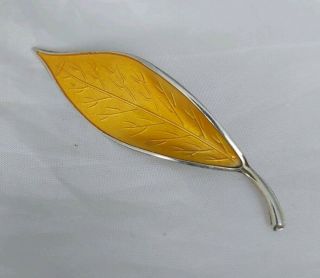 Vintage David Andersen Sterling Silver Enamel Leaf Brooch Norway 925s