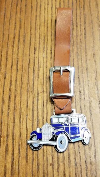 Vintage 1928 Chevrolet Watch Fob With Leather Strap