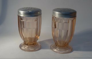 Vintage Pink Depression Glass Jennyware Salt And Peper Shakers