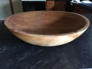 Vintage Large Wooden Dough Bowl 15 " X13 " Out Of Round Primitive Farmhouse